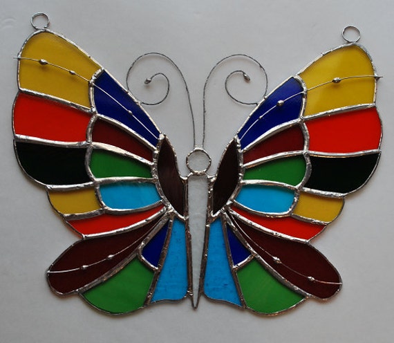 1pc Papillon Suncatcher En Verre Coloré Pour Fenêtre Suspendue