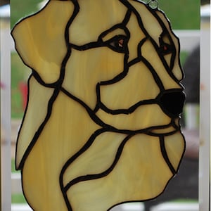 Stained glass golden retriever sun catcher