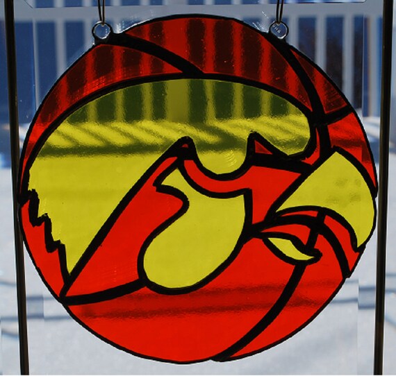 Stained glass NCAA Iowa Hawkeye Basketball suncatcher/ wall Etsy