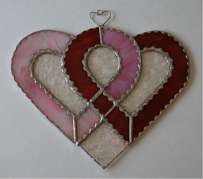 Stained Glass two Hearts as One Suncatcher Wall Etsy