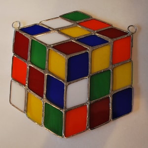 Stained glass multi colored cube image 2