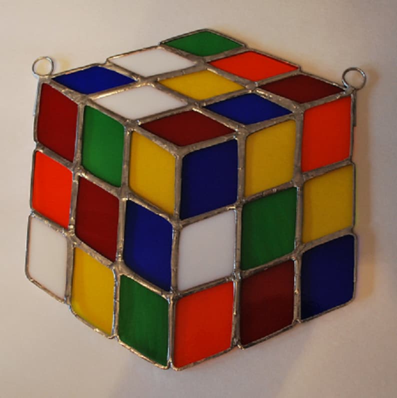 Stained glass multi colored cube image 2