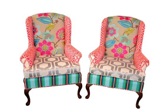 Wingback chair floral deals