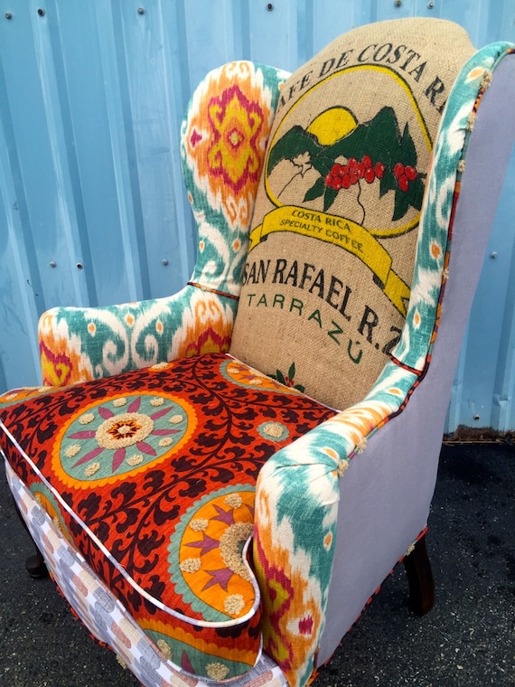 Orange wingback chair deals