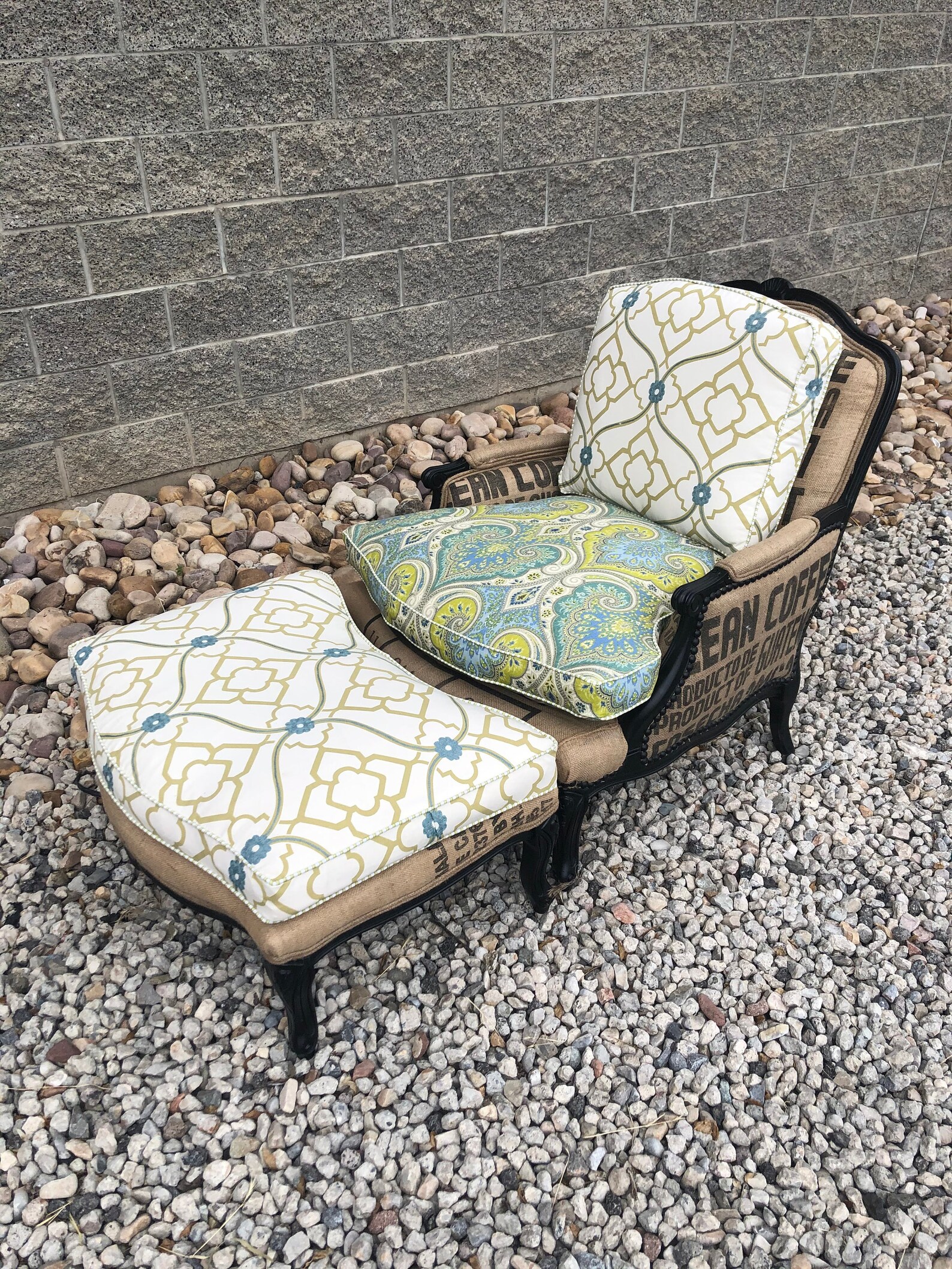 Accent chair and Ottoman Upholstered Chair Living room | Etsy