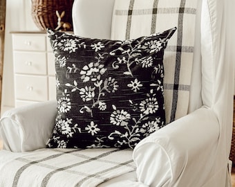 Linen Pillow Cover, Decorative Pillow Cover, Custom Pillow Cover - Vintage Floral Linen Pillow Cover