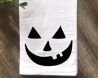 Halloween Pumpkin Face Tea Towel, Thanksgiving Tea Towel, KitchenTea Towel, Custom Kitchen Towel