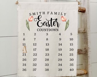 Personalized Easter Calendar, Easter Decor, Lent Calendar, Farmhouse Easter, Easter gift, Happy Easter, Easter Bunny, Tulip