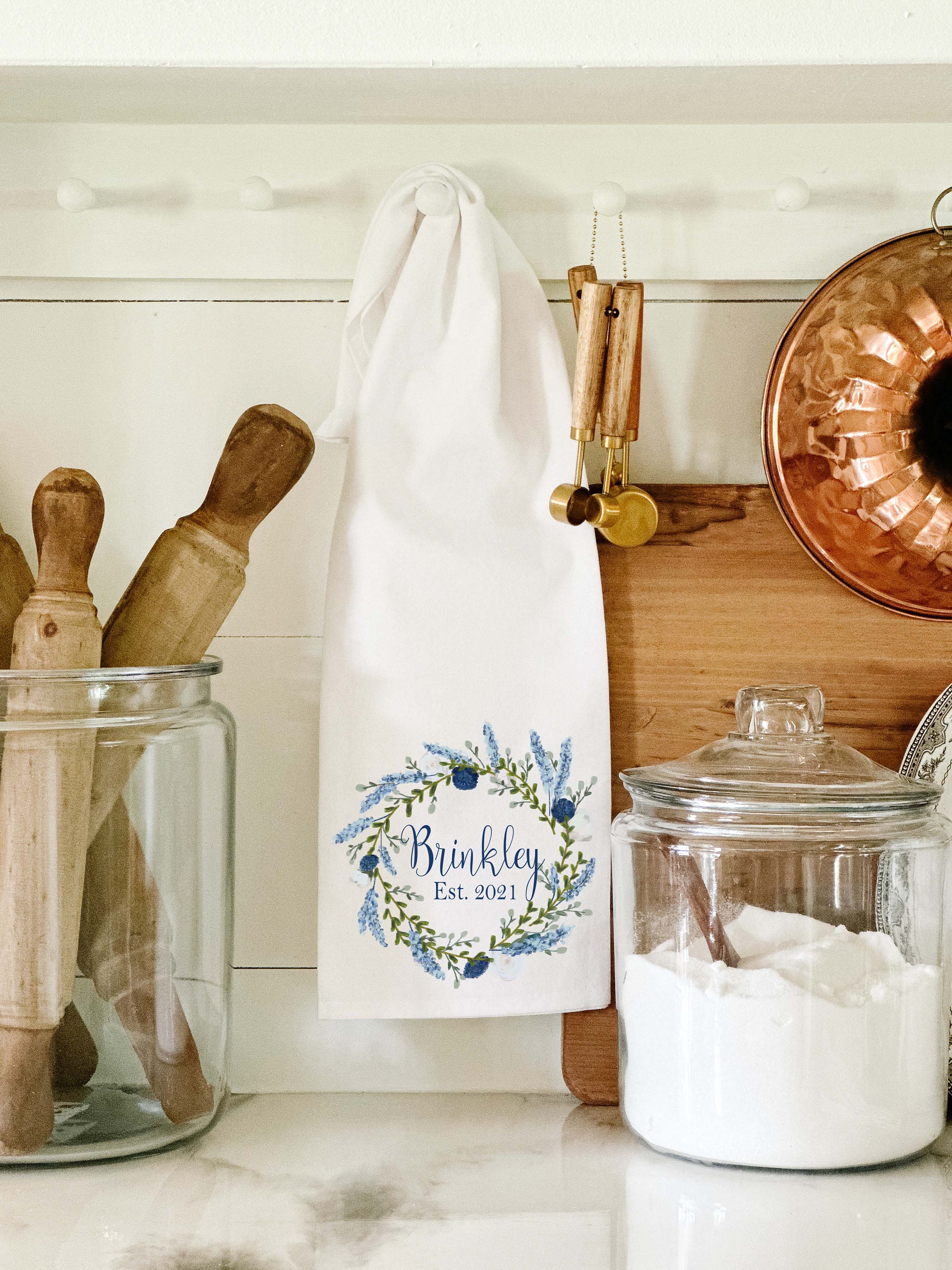Personalized Farmhouse Tea Towel Personalized Kitchen Towel