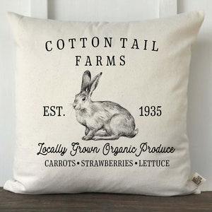 Farmhouse Easter Pillow Cover, Easter Bunny Pillow, Spring Pillow, Spring Decor, Farmhouse Pillow, Decorative Pillow, Cotton Tail Farms