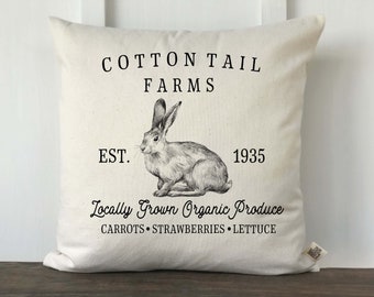 Farmhouse Easter Pillow Cover, Easter Bunny Pillow, Spring Pillow, Spring Decor, Farmhouse Pillow, Decorative Pillow, Cotton Tail Farms