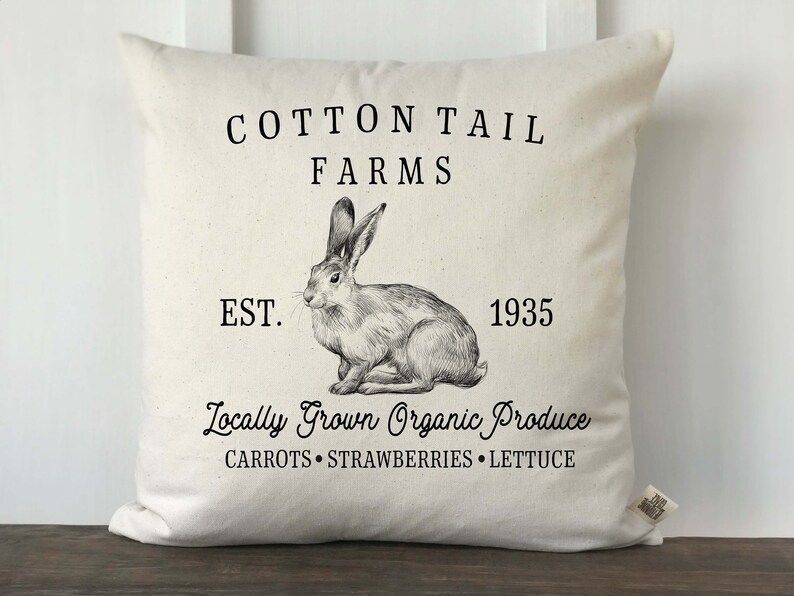 Farmhouse Easter Pillow Cover Easter Bunny Pillow Spring Etsy