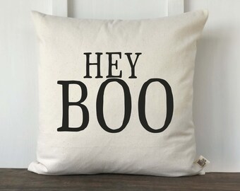 Halloween Hey Boo Pillow Cover, Fall Pillow Cover, October Pillow, Decorative Pillow, Custom Pillow Cover, Throw Pillow