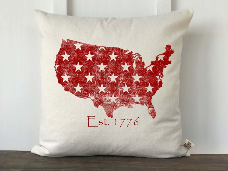 Farmhouse Pillow Cover USA Pillow Cover Memorial Day Fourth Etsy