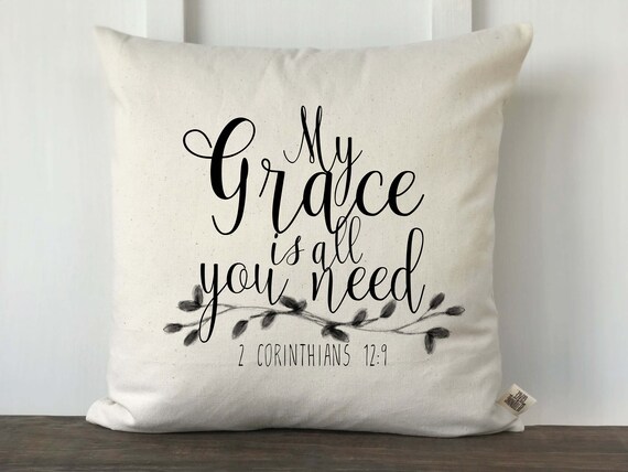 Bible Verse Pillow Cover Scripture Pillow My Grace Is All Etsy