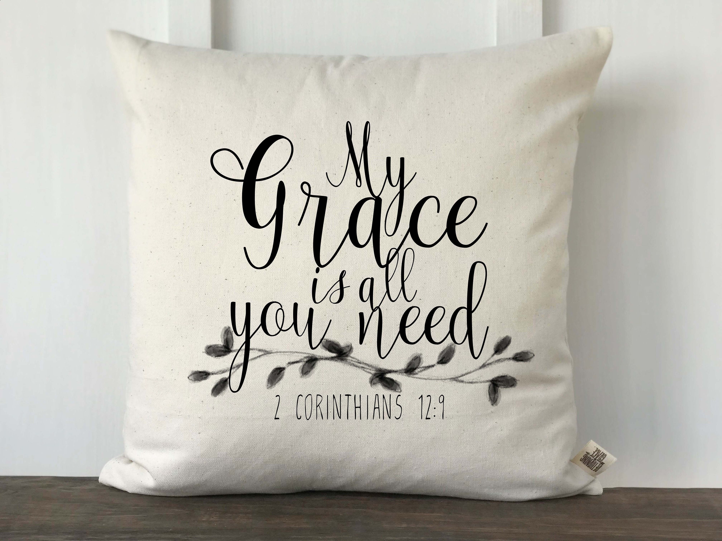Bible Verse Pillow Cover Scripture Pillow My Grace is all Etsy