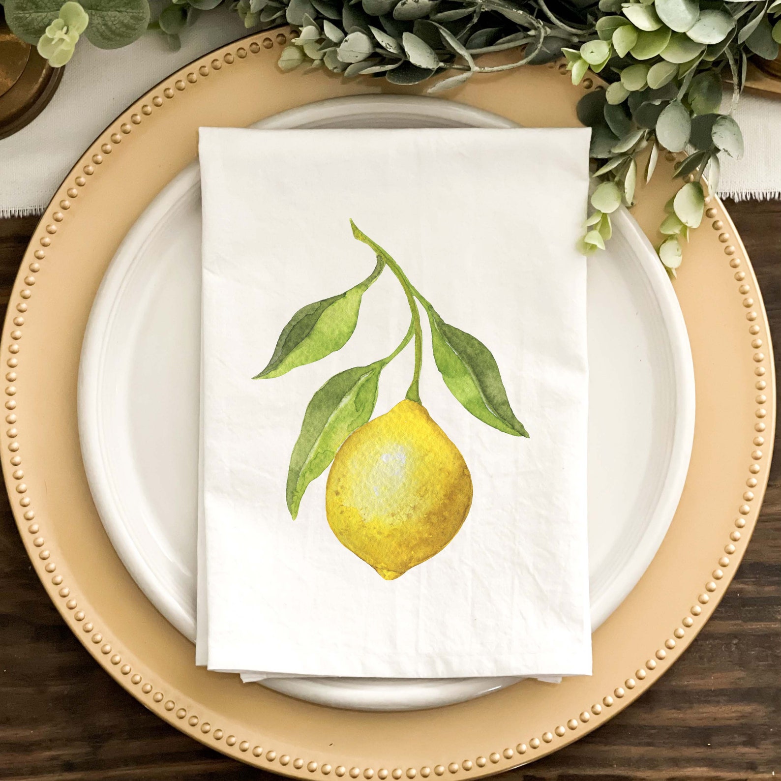 Lemon Napkin Summer Napkin Watercolor Lemon Dinner Napkins Etsy