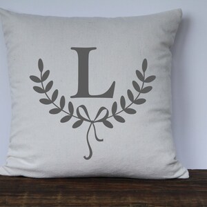 Farmhouse pillow cover, Personlized Pillow, Initial Pillow, Anniversary gift, Wedding gift, Housewarming gift, Initial Pillow Black or Gray image 3