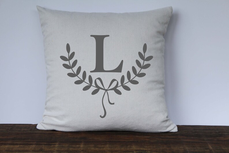 Farmhouse pillow cover, Personlized Pillow, Initial Pillow, Anniversary gift, Wedding gift, Housewarming gift, Initial Pillow Black or Gray image 3