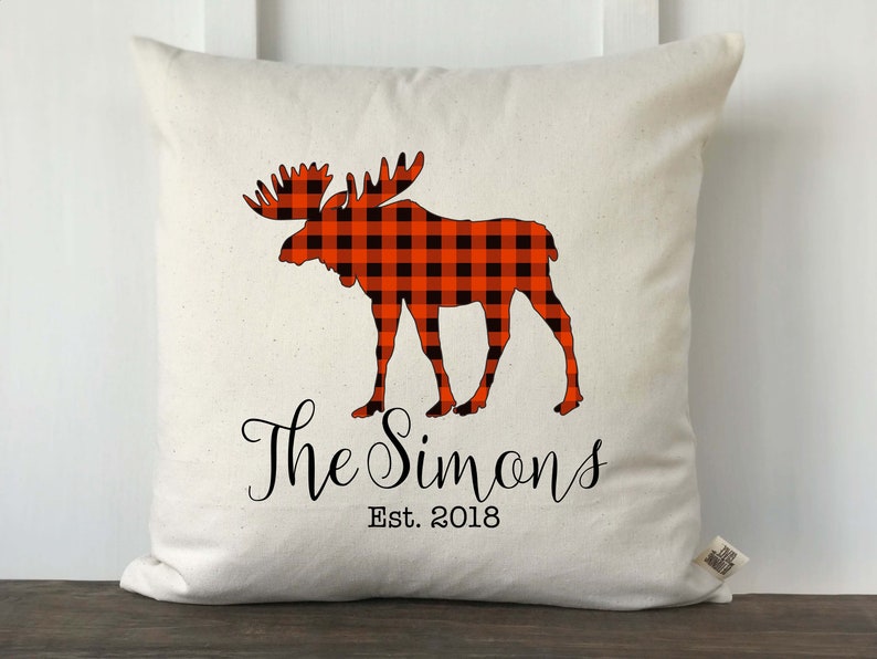 Christmas Buffalo Check Moose Pillow Cover Farmhouse Pillow Etsy