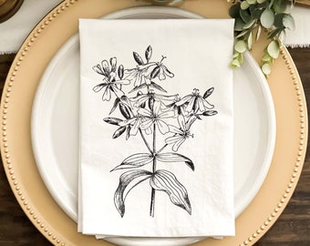 Dinner Napkin, Spring Napkin, Wildflower Napkins, Custom Napkins, Vintage Wildflower Napkin No. 1 White or Natural Color