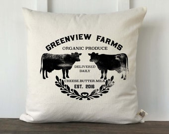 Farmhouse Personalized Pillow cover, Decorative pillow, custom couch pillow, Wedding gift, Anniversary Gift, Last Name Farm Pillow Black