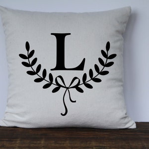 Farmhouse pillow cover, Personlized Pillow, Initial Pillow, Anniversary gift, Wedding gift, Housewarming gift, Initial Pillow Black or Gray image 2