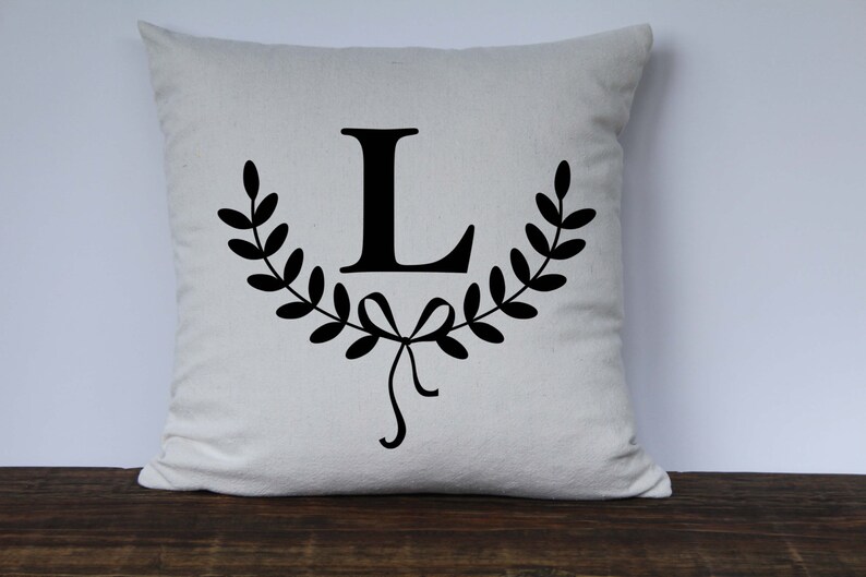 Farmhouse pillow cover, Personlized Pillow, Initial Pillow, Anniversary gift, Wedding gift, Housewarming gift, Initial Pillow Black or Gray image 2