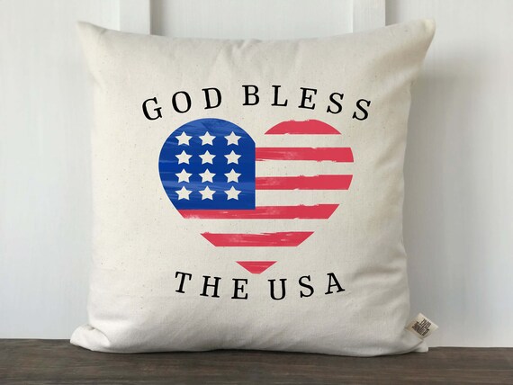 Farmhouse Fourth Of July Pillow Cover God Bless The Usa Etsy