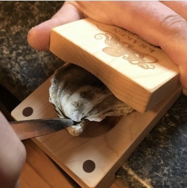 KRAKEN Oyster Grip Shuck Tool Clamp Wedge Wood Maple Maine Shucker