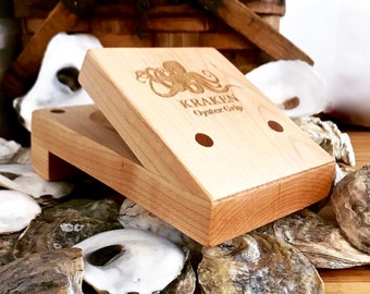 KRAKEN Oyster Grip Shuck Tool Clamp Wedge Wood Maple Maine Shucker Shucking Oysters Bar Happy Hour Nautical Gift Oyster Lovers Gift