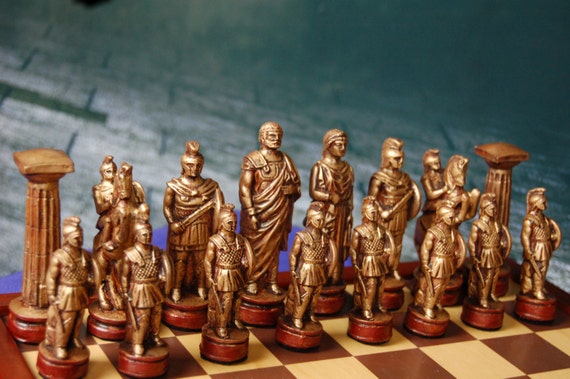Pièces D'échecs Vintage Grand Romain En Métal - Artisanal, Cadeau Noël, Neuf