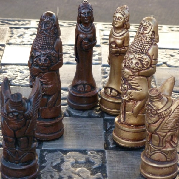 Epic of Gilgamesh Chess Set, Customisable Colours (Pieces Only) Mesopotamia. Babylonian. Enkidu