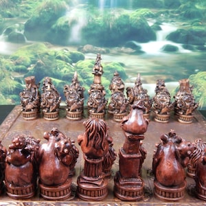 Wizards V Ogres Chess Set, Customisable Colours (Pieces only/Board Not inluded)