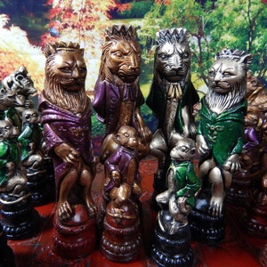 VERY LARGE Reynard the Fox Chess Set, Customisable Colours (Pieces only/Board not included)