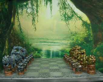 LARGE Dinosaurs Chess Set. Customisable colours (pieces only) Sudden but inevitable betrayal.