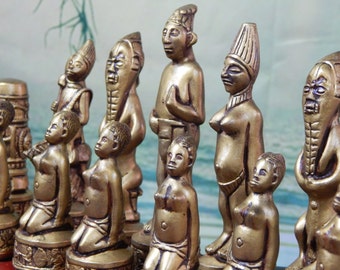 African Chess Set, Customisable Colours (Pieces only/Board Not inluded)