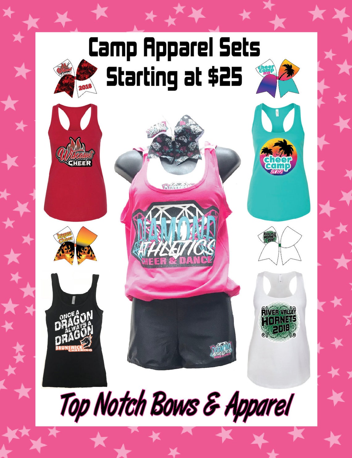 Cheer apparel camp outfit sets with bow Etsy