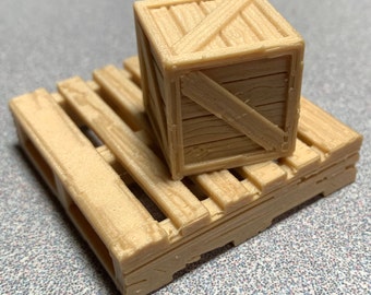 Palet y caja a escala 1:24