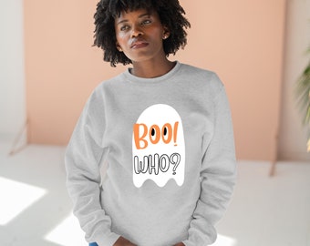Boo Who: Spooktacular Unisex Premium Crewneck Sweatshirt Halloween Fun.