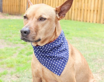 Stars Dog Bandana - Patriotic Dog Bandana - Fourth of July Dog Bandana - Over Collar Bandana - Reversible Dog Bandana - Dog Accessories