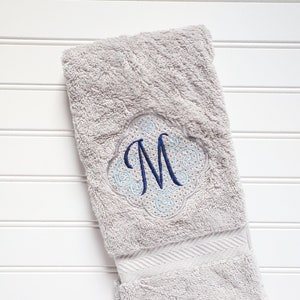 Monogrammed Hand Towel - Swirl Monogram Towel - Wedding Gift - House Warming Gift - Bathroom Decor - Bathroom Hand Towel - Initial Decor
