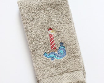 Lighthouse Hand Towel - Lighthouse Towel - Lighthouse Decor - Nautical Hand Towel - Nautical Decor - Beach House Decor - Beach Decor