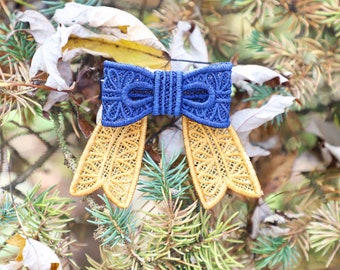 US Navy Colors Hair Clip - Blue And Gold Hair Bow - Go Navy Hair Bow - Navy Hair Bow - Navy Family - Navy Fan Gift