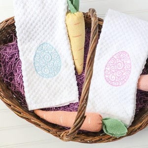 Easter Kitchen Towels Easter Tea Towels Easter Kitchen Decor Easter Decor Easter Egg Towels Easter Towels Swirl Easter egg Towel image 1