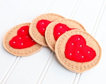 Valentine's Day Play Cookies - Heart Play Cookies - Felt Play Cookies - Imagination Play - Play Food - Gift For Kids