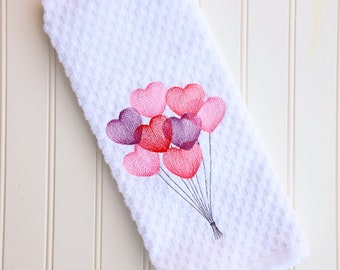 Heart Balloons Towel - Heart Hand Towel - Valentine's Day Decor - Valentine Hand Towel - Heart Balloon Towel - Bathroom Hand Towel