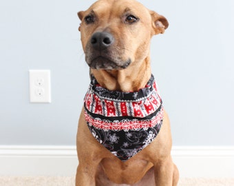 Snowflake Dog Bandana - Christmas Dog Bandana - Family Photo Accessories - Slip On Dog Bandana - Over Collar Bandana - Christmas Dog