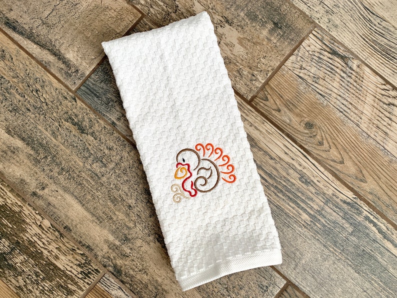 Turkey Hand Towel Thanksgiving Hand Towel Fall Decor Towel Turkey Kitchen Towel Bathroom Decor Bathroom Hand Towel Fall Decor image 3