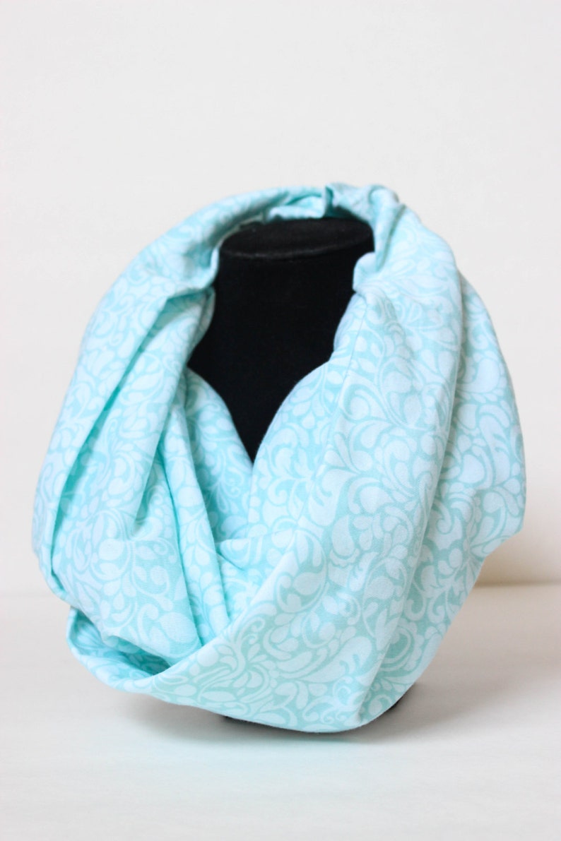 Blue Nursing Scarf Breastfeeding Cover Up Infinity Nursing Scarf Nursing Cover Up New Mom Gift Breastfeeding Scarf image 3